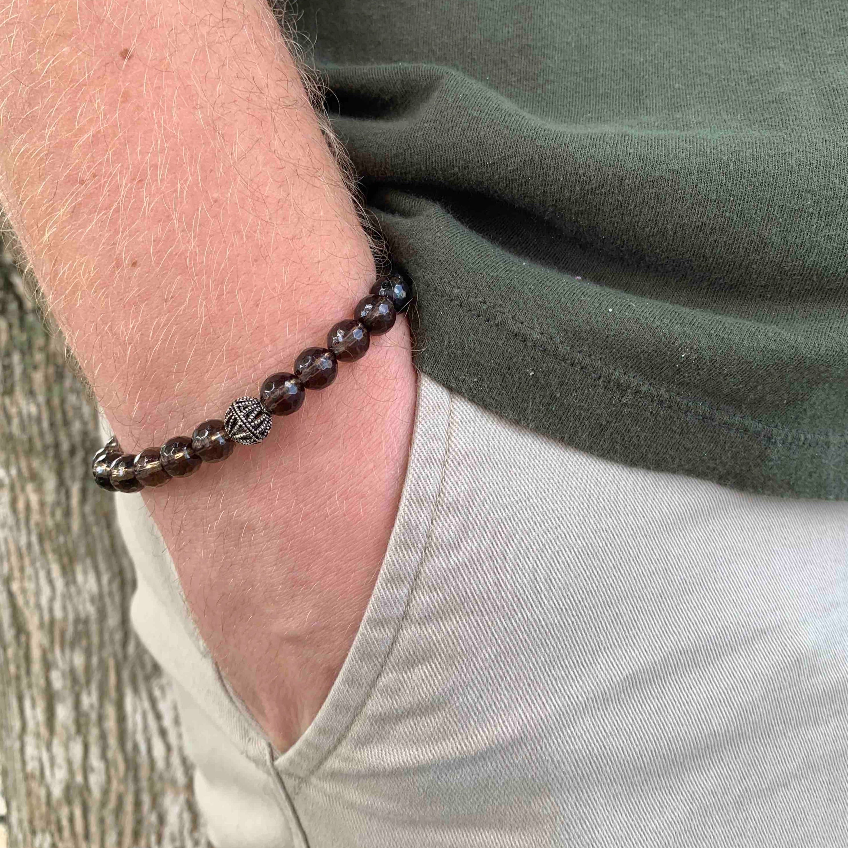 Beaded Bracelet For Men - Rope & Bronze - Urban Aquagreen | Harbour UK  Bracelets | Wolf & Badger
